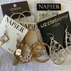 Bundle of 5 Pairs of Earrings Napier‎ Chico’s Liz Claiborne